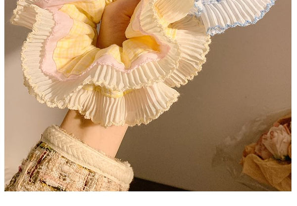 Pleated Scrunchie Plaid Panel FashionChic