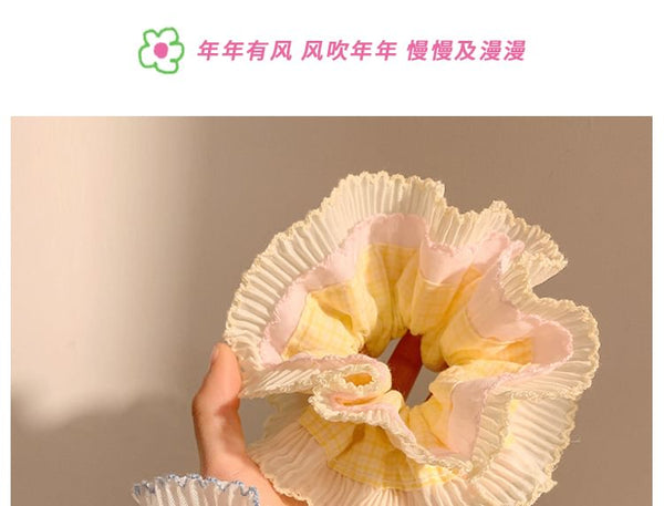 Pleated Scrunchie Plaid Panel FashionChic