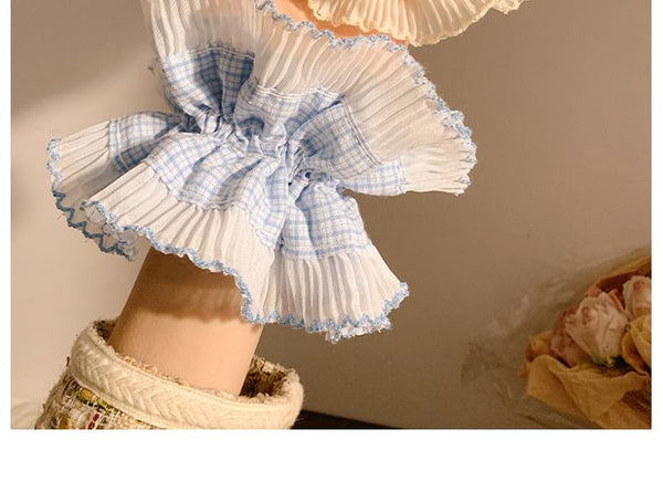 Pleated Scrunchie Plaid Panel FashionChic