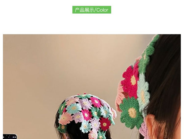 Head Triangle Knit Scarf Floral FashionChic