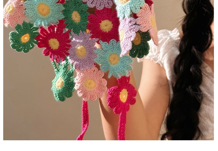 Head Triangle Knit Scarf Floral FashionChic