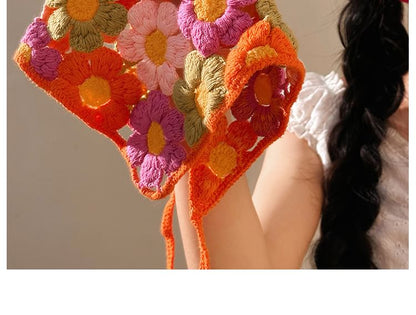 Head Triangle Knit Scarf Floral FashionChic