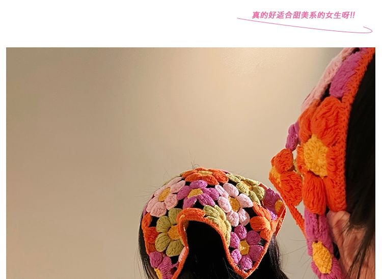 Head Triangle Knit Scarf Floral FashionChic