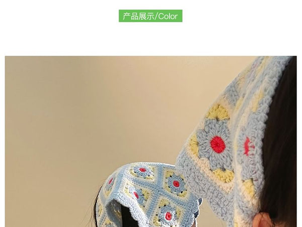 Head Knit Scarf Plaid Floral Triangle FashionChic