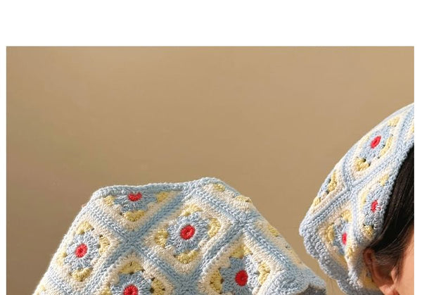 Head Knit Scarf Plaid Floral Triangle FashionChic