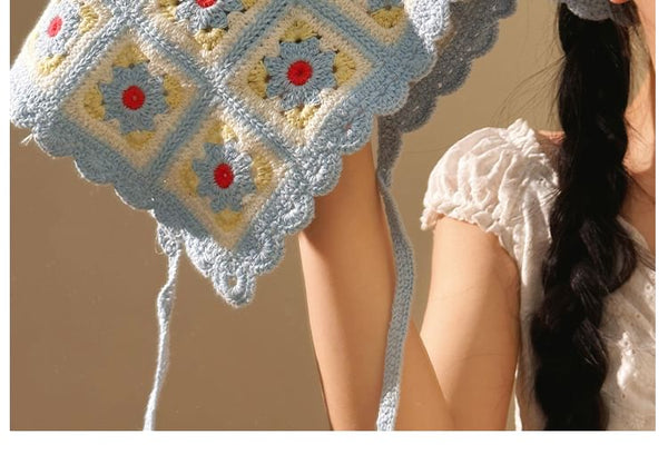 Head Knit Scarf Plaid Floral Triangle FashionChic