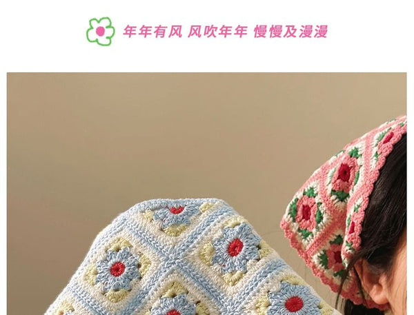 Head Knit Scarf Plaid Floral Triangle FashionChic