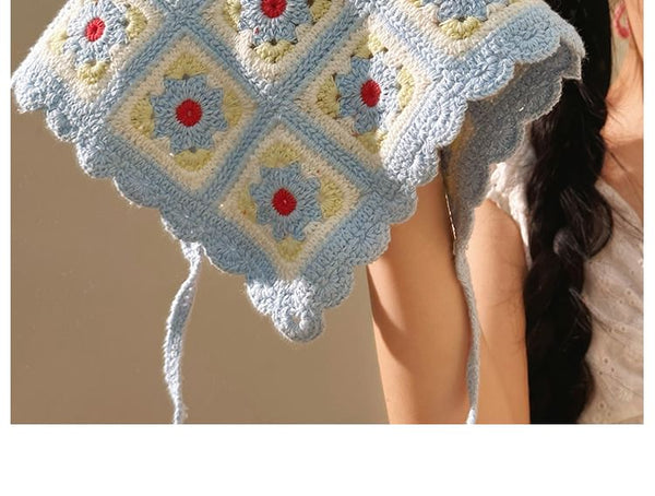 Head Knit Scarf Plaid Floral Triangle FashionChic