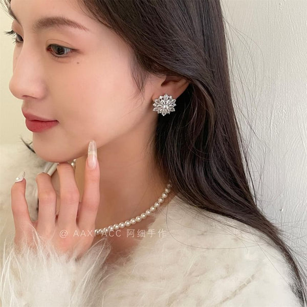 Stud Flower Earring Rhinestone FashionChic