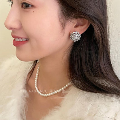 Stud Flower Earring Rhinestone FashionChic