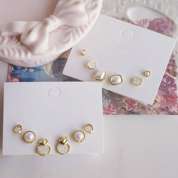 Stud Faux Pearl Earring Set FashionChic