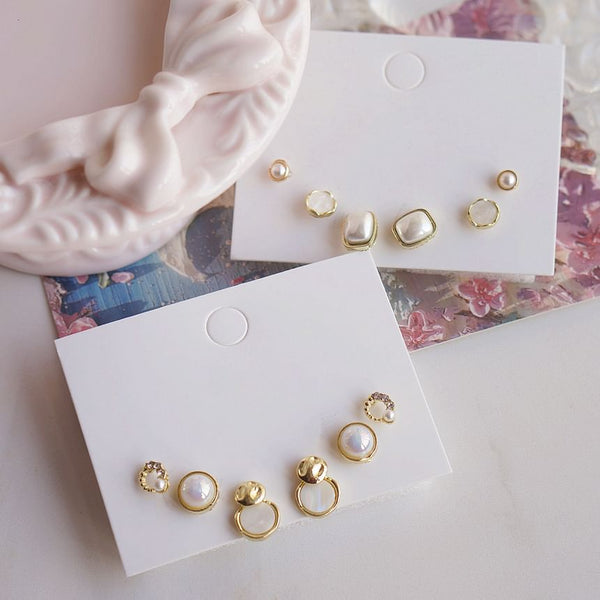 Stud Faux Pearl Earring Set FashionChic