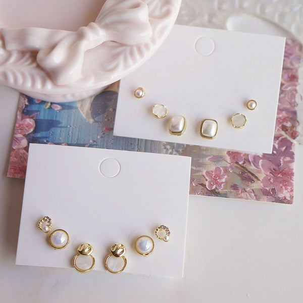 Stud Faux Pearl Earring Set FashionChic