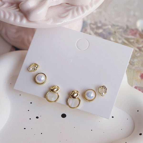 Stud Faux Pearl Earring Set FashionChic