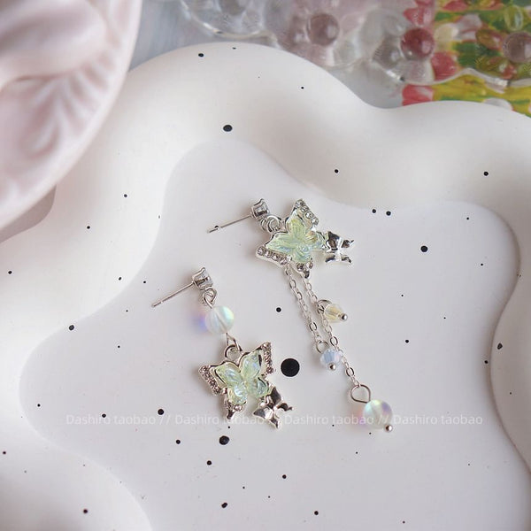 Dangle Butterfly Beaded On Clip / Earring FashionChic