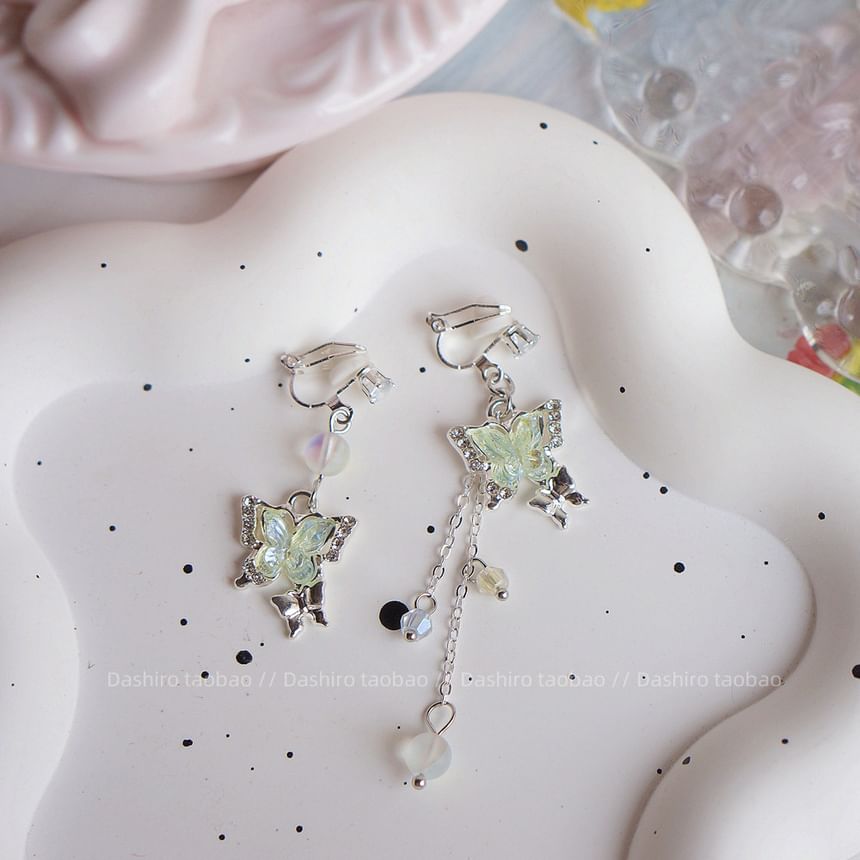 Dangle Butterfly Beaded On Clip / Earring FashionChic