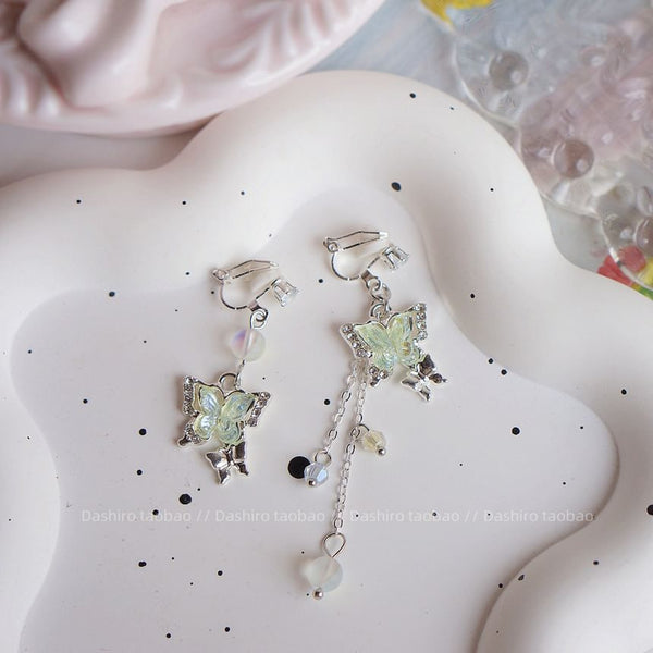 Dangle Butterfly Beaded On Clip / Earring FashionChic