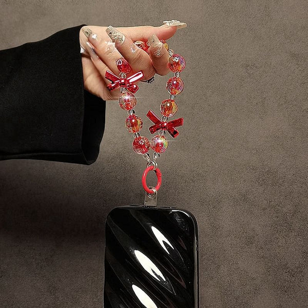 Faux Phone Bow Crystal Strap FashionChic