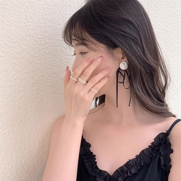 Earring Stud Ribbon Flower FashionChic