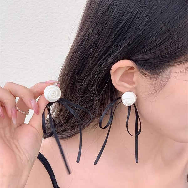 Earring Stud Ribbon Flower FashionChic