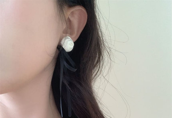 Earring Stud Ribbon Flower FashionChic