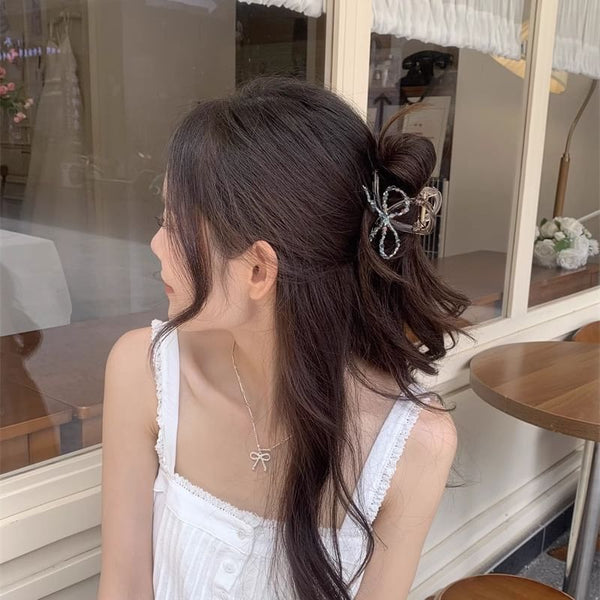 Claw Bow Beaded Hair Acrylic FashionChic