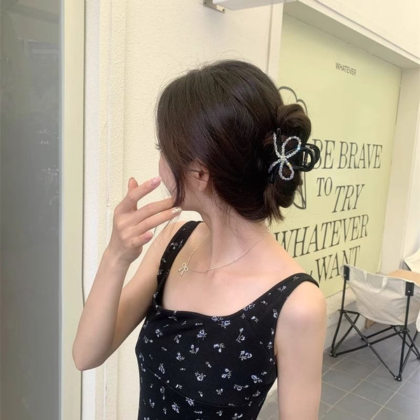 Claw Bow Beaded Hair Acrylic FashionChic