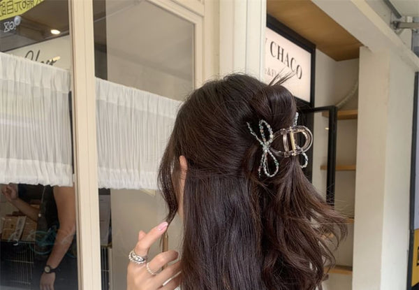 Claw Bow Beaded Hair Acrylic FashionChic