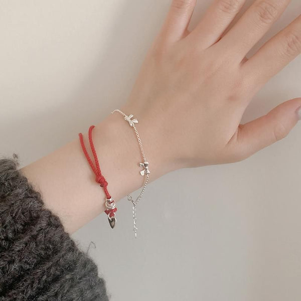 Silver / Sterling String 925 Bracelet Bow FashionChic