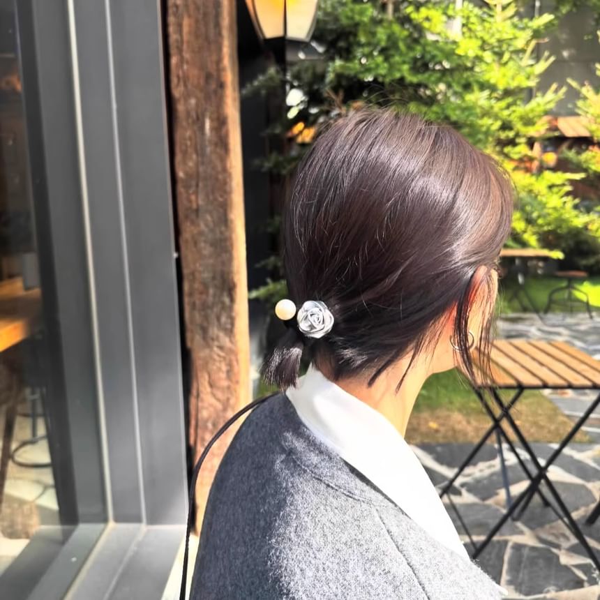 Faux Pearl Tie Hair Flower FashionChic