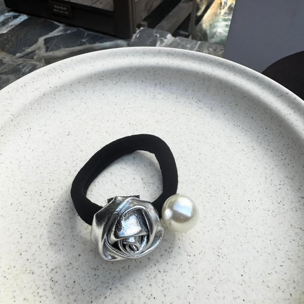 Faux Pearl Tie Hair Flower FashionChic