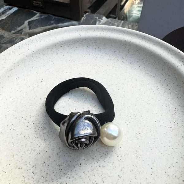 Faux Pearl Tie Hair Flower FashionChic