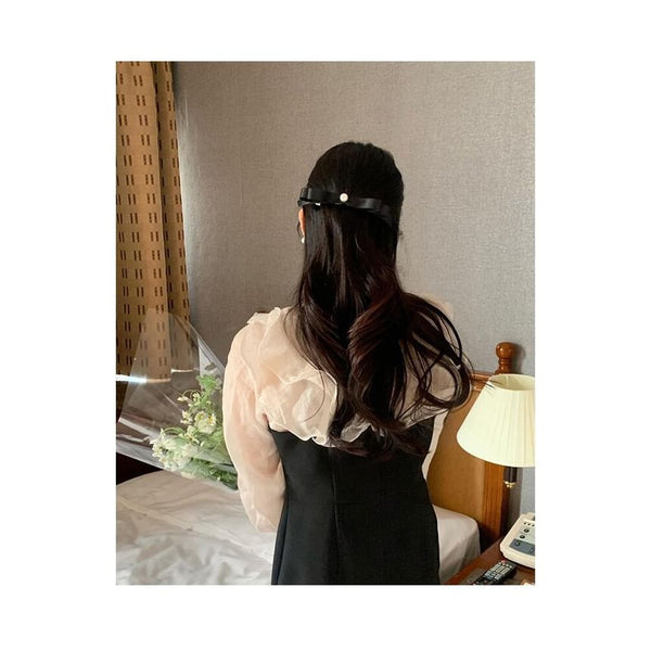 Faux Pearl Hair Bow Clip FashionChic