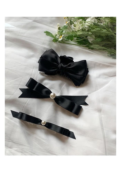 Faux Pearl Hair Bow Clip FashionChic