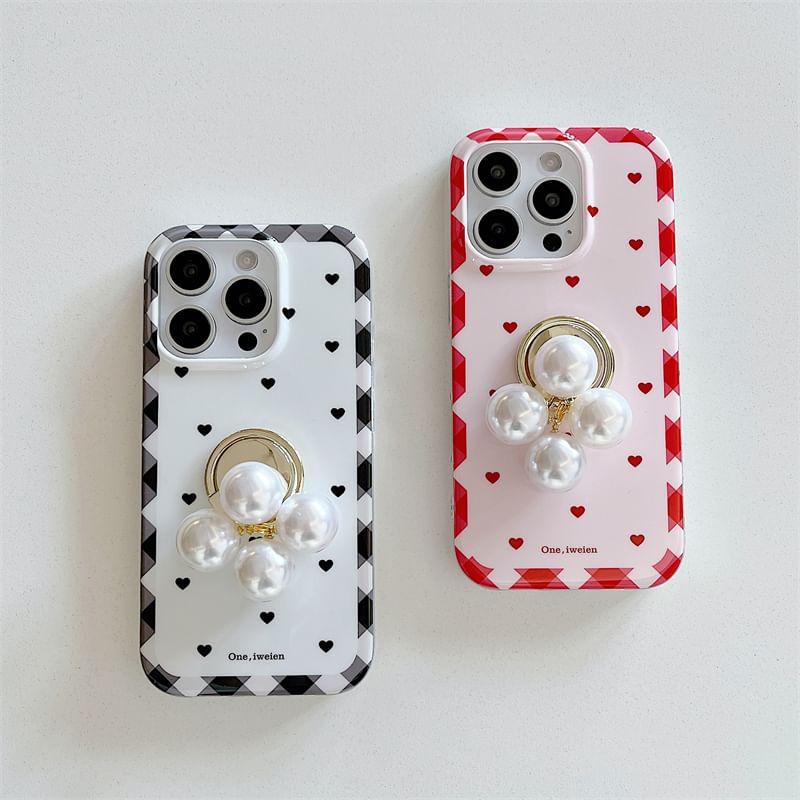 Ring / Finger Set Pearl Phone Case Faux Heart FashionChic