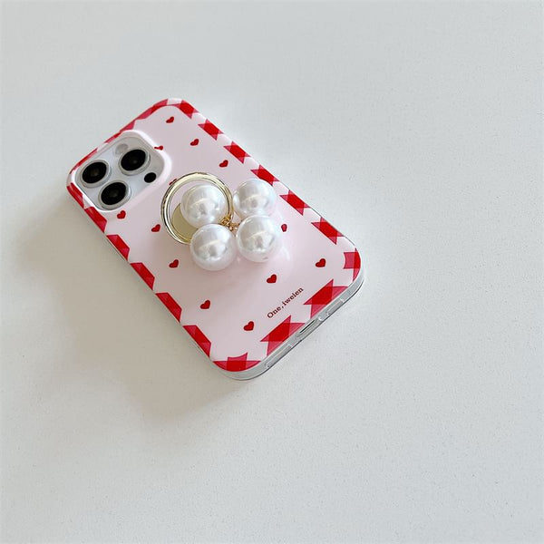 Ring / Finger Set Pearl Phone Case Faux Heart FashionChic