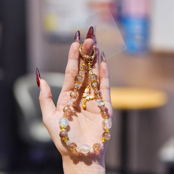 Butterfly Lanyard Crystal Pad Phone with Strap Faux FashionChic