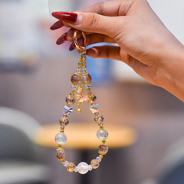 Butterfly Lanyard Crystal Pad Phone with Strap Faux FashionChic