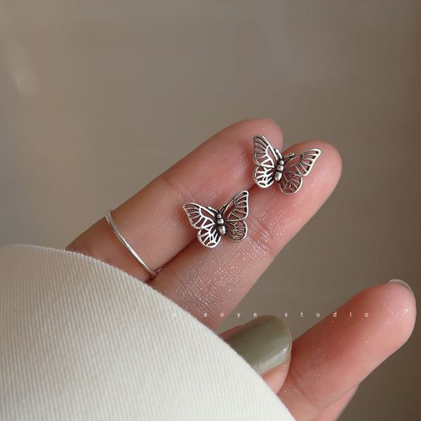 Stud Earring Butterfly Silver Sterling S925 FashionChic