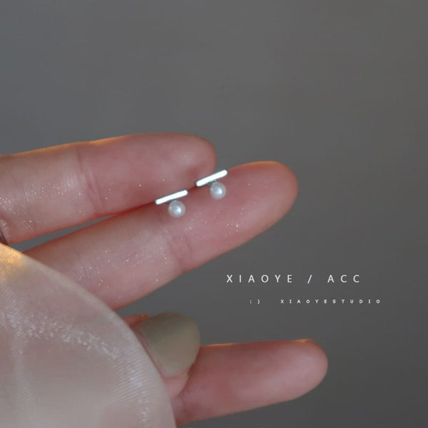 Silver Faux S925 Sterling Stud Earring Pearl FashionChic