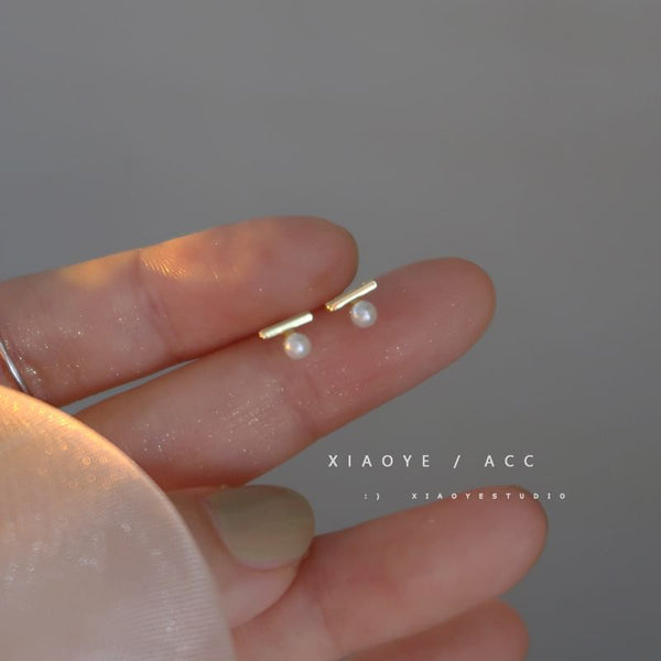 Silver Faux S925 Sterling Stud Earring Pearl FashionChic