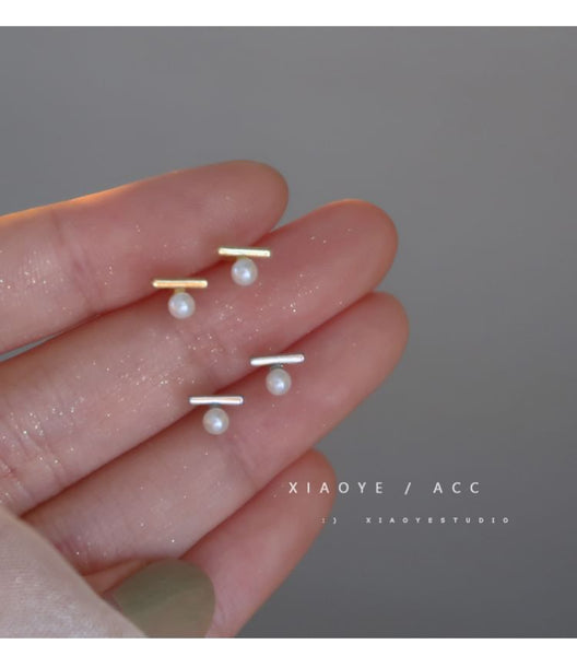 Silver Faux S925 Sterling Stud Earring Pearl FashionChic