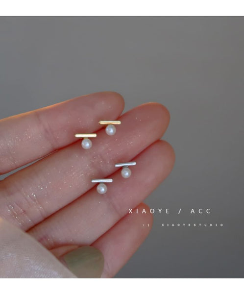 Silver Faux S925 Sterling Stud Earring Pearl FashionChic