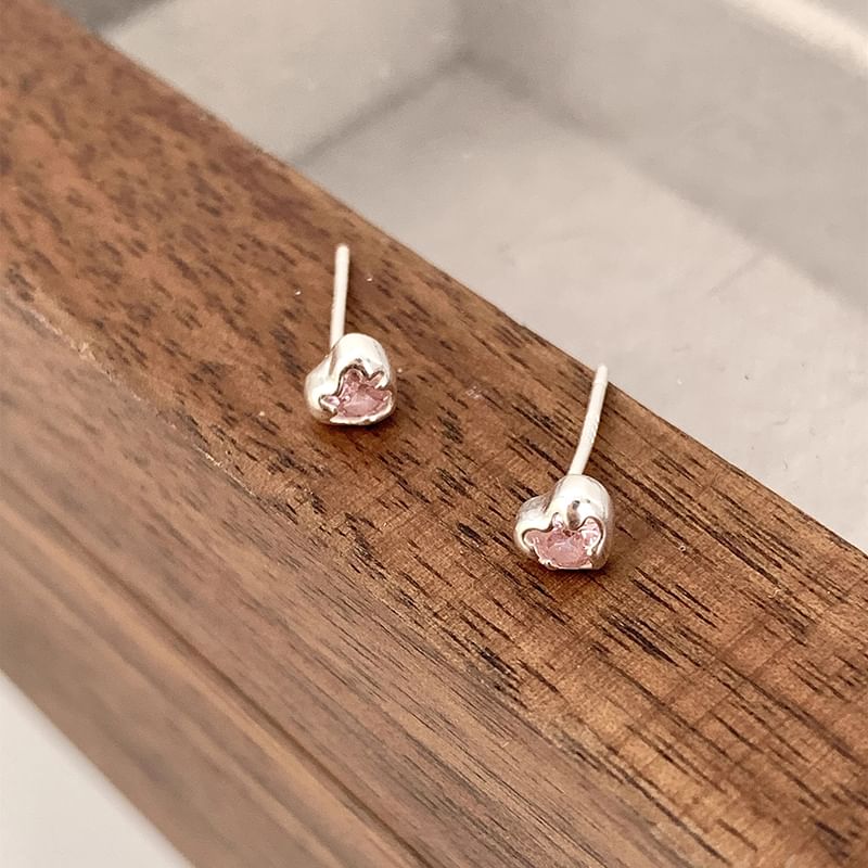Heart Alloy Earring Stud Rhinestone FashionChic