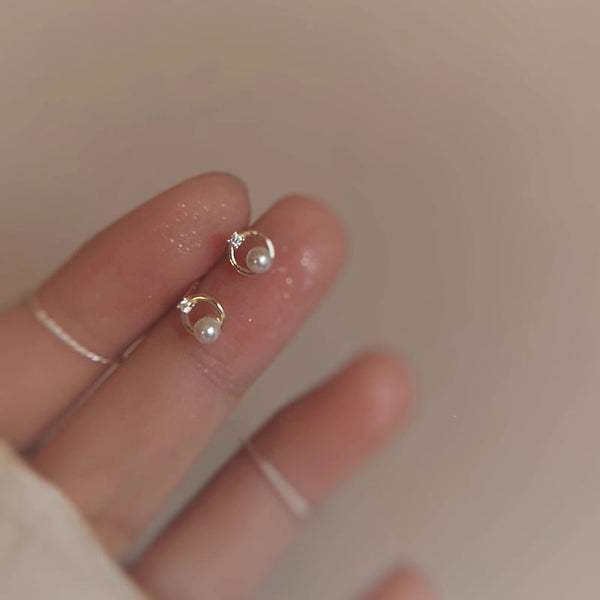 Earring Stud Alloy Pearl Faux Rhinestone FashionChic