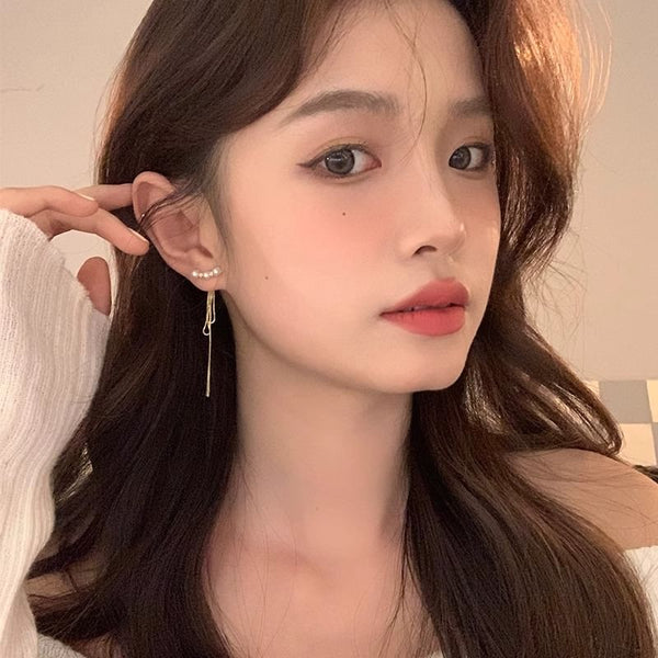 Pearl Alloy Faux Threader Earring FashionChic