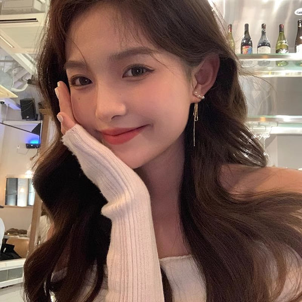 Pearl Alloy Faux Threader Earring FashionChic