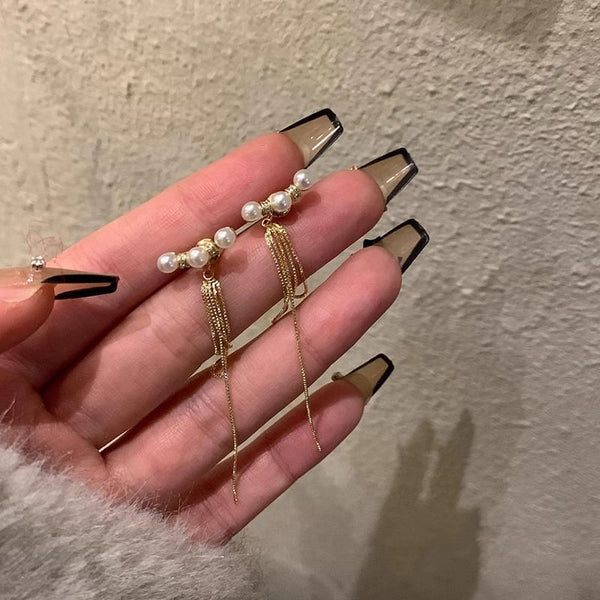 Pearl Alloy Faux Threader Earring FashionChic