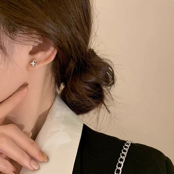 Alloy Stud Asymmetrical Earring Star FashionChic