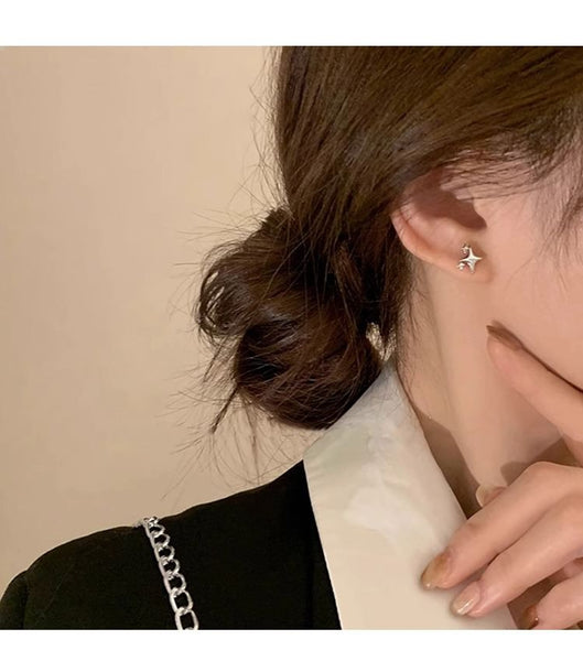 Alloy Stud Asymmetrical Earring Star FashionChic
